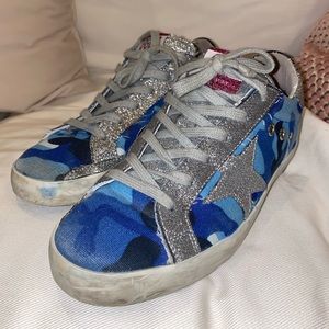Superstar Glitter Blue Camo Golden Goose Sneakers